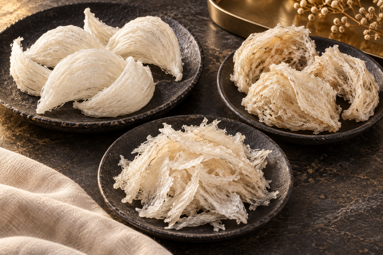 A comparison of whole bird's nests and loose bird's nest strips